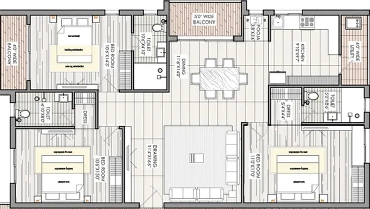 3 BHK Flat in Ananda Eucalyptus in Alkapur, Hyderabad - Image 817896