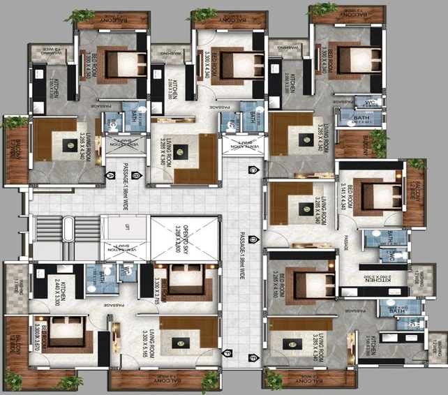 Floor Plan of Ashray Apartments in Punjabi Line, Nagpur - Image 114947