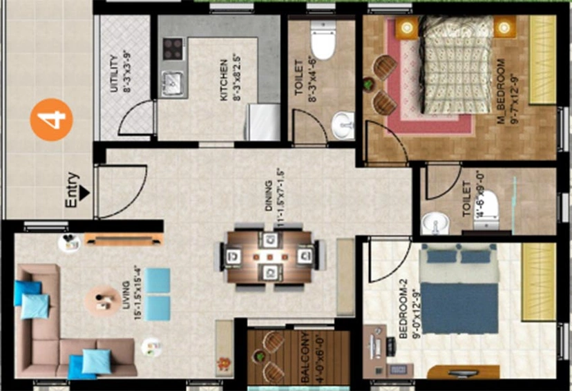 2 BHK Flat in Canny Fairyland in Pragathi Nagar, Hyderabad - Image 817972