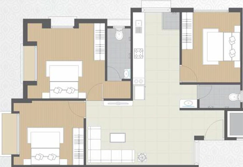 3 BHK Flat in Regency Divya Kedareshwar Residency in Bardoli, Surat - Image 817977