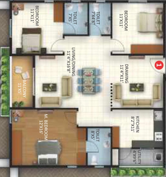 3 BHK Flat in Canny MNR Elite in Kapra, Hyderabad - Image 818002