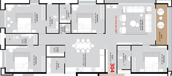 4 BHK Flat in Roongta Estella in Piplod, Surat - Image 818003