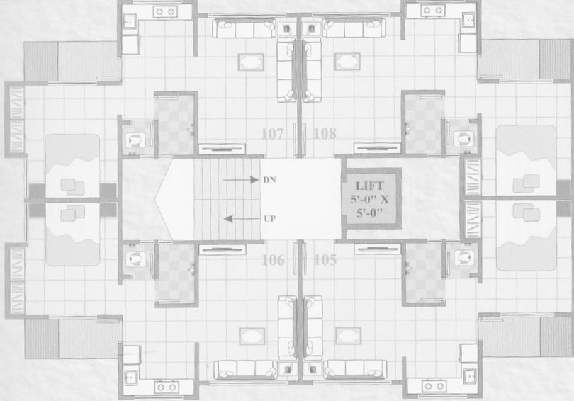 Floor Plan of Ganesh Gokuldham Residency in Kosad, Surat - Image 174525