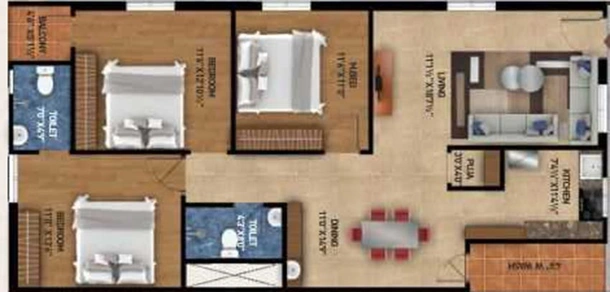 3 BHK Flat in Gothic Pavilion in Pragathi Nagar, Hyderabad - Image 818029