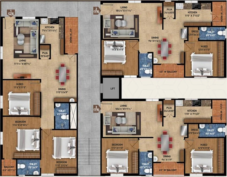 Floor Plan of Gothic Pinnacle in Bowrampet, Hyderabad - Image 174571