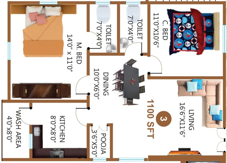 2 BHK Flat in Sri Sloka Aavaas in Nizampet, Hyderabad - Image 818041