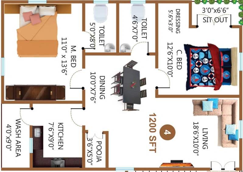 2 BHK Flat in Sri Sloka Aavaas in Nizampet, Hyderabad - Image 818042