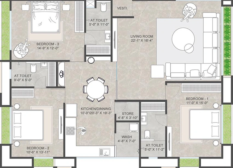 3 BHK Flat in Vissta Grand Calistaa in Vesu, Surat - Image 818058