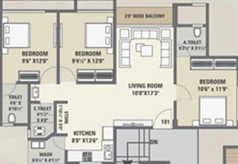 3 BHK Flat in Green Aristo Residency in Dahin Nagar, Surat - Image 818061