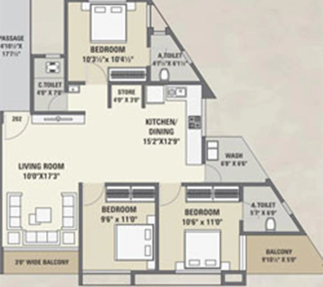 3 BHK Flat in Green Aristo Residency in Dahin Nagar, Surat - Image 818062