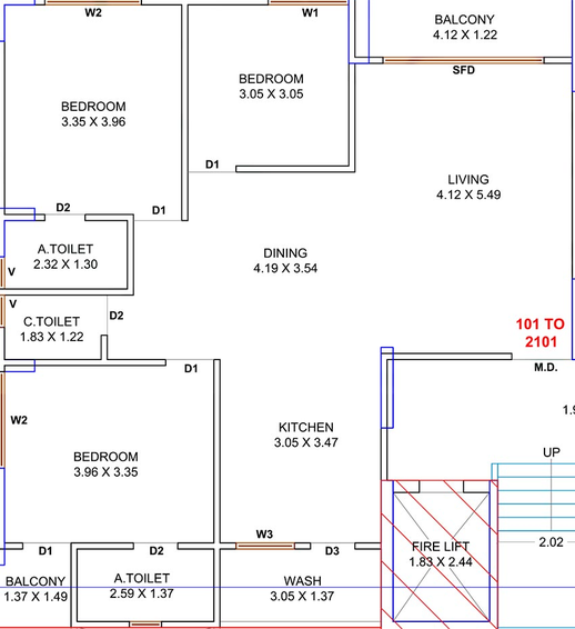 3 BHK Flat in HK Hare Krishna Heights in Vishal Nagar, Surat - Image 818066