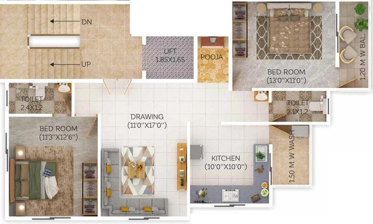 2 BHK Flat in Agastya Vishal Enrich in Sonegaon, Nagpur - Image 749977