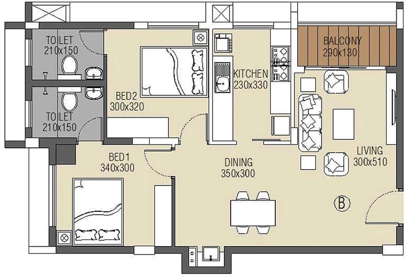 2 BHK Flat in A&T Symphony in Thiruvankulam, Kochi - Image 818211