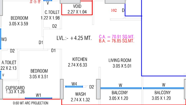 2 BHK Flat in Kailash Luxuria in Dindoli, Surat - Image 818242