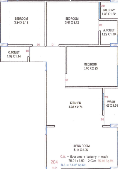 3 BHK Flat in Siddhnath Krupa Kunj Residency in Variav, Surat - Image 818284