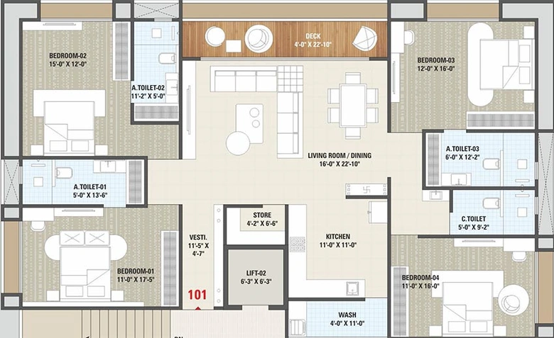 4 BHK Flat in Shreem Nityanta in Vesu, Surat - Image 818478