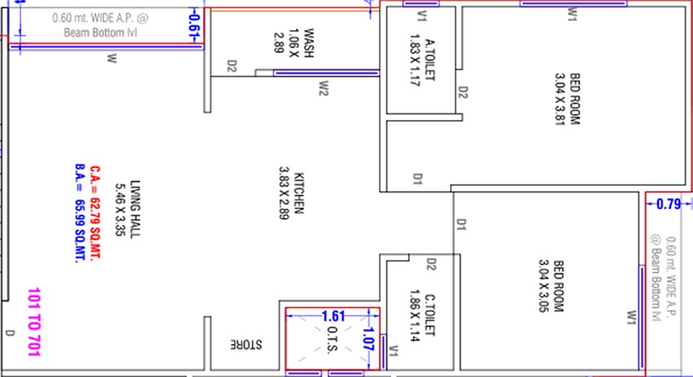 2 BHK Flat in Omkar Homes in Mota Varachha, Surat - Image 818515