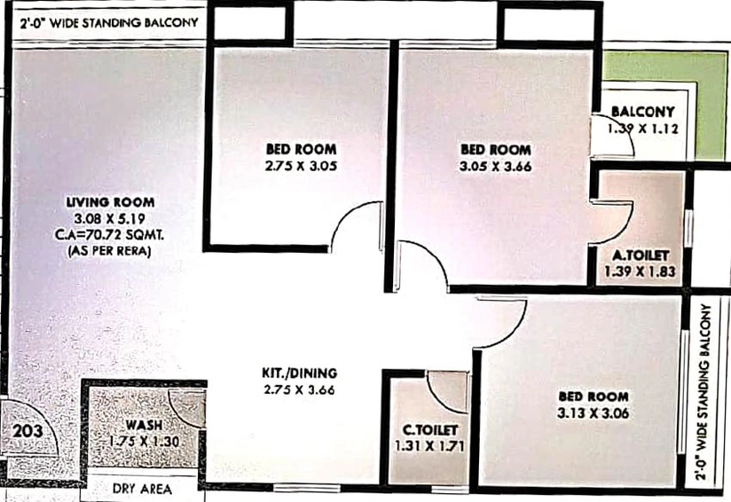 3 BHK Flat in 101 Penttagon in Palanpur, Surat - Image 818540