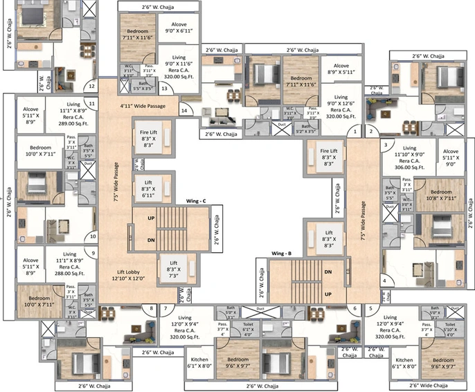 Floor Plan of Kings My Home in Sion East, Mumbai - Image 91374