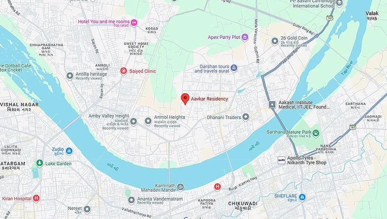 Location of Om Aavkar Residency in Mota Varachha, Surat - Image 176463