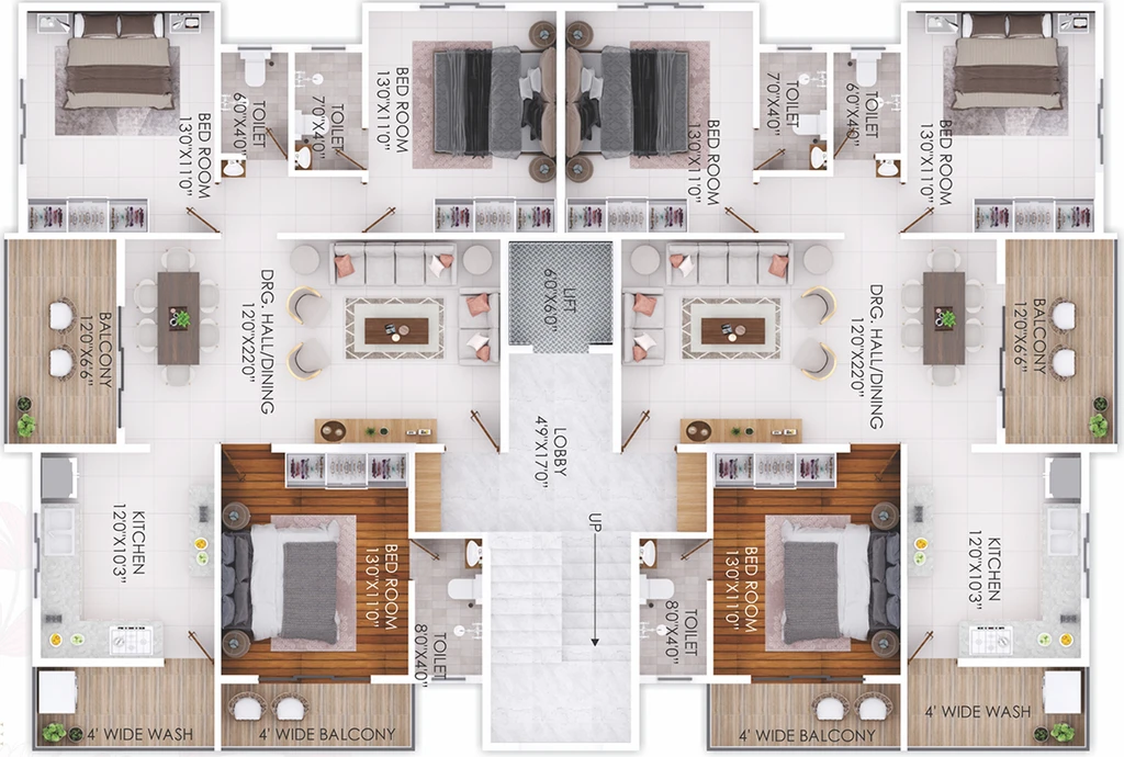 Floor Plan of Meerai Bougainvillea in Hanuman Nagar, Nagpur - Image 176519