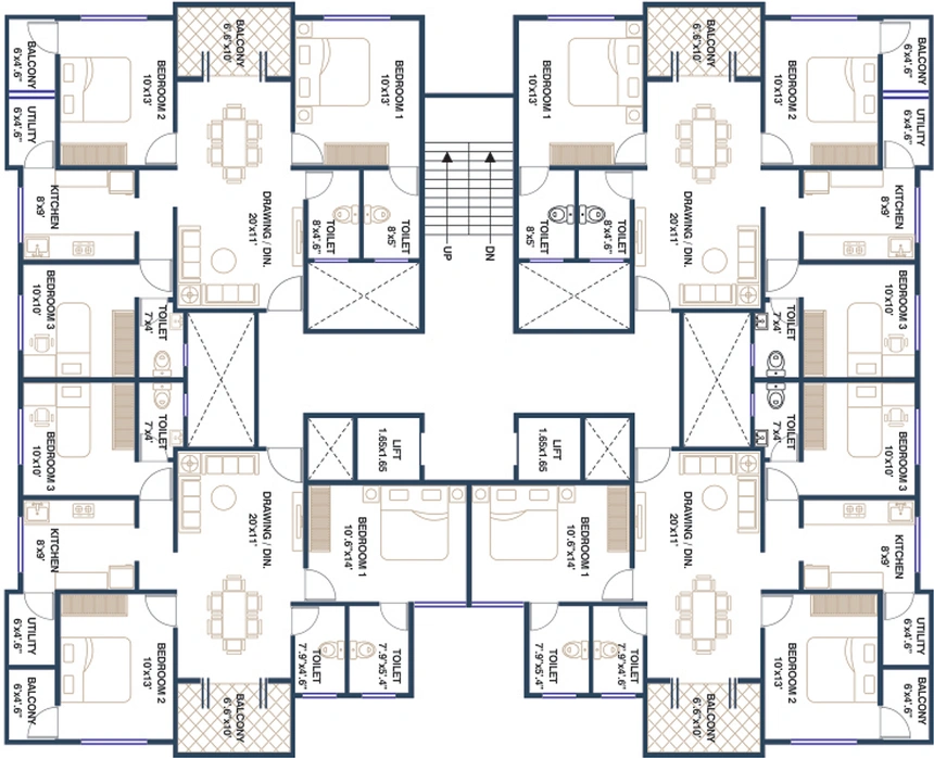 Floor Plan of Shreeniwas Shree Flats in Laxmi Nagar, Nagpur - Image 176997