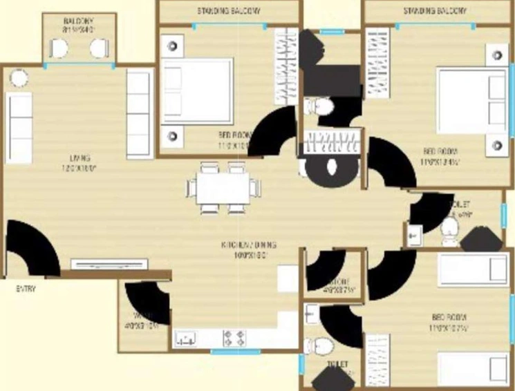3 BHK Flat in Rajhans Stadium Plaza And Residency in Palanpur, Surat - Image 818796