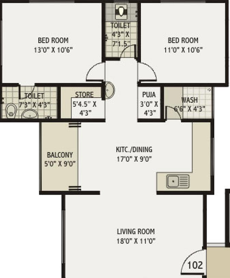 2 BHK Flat in Rameshwaram Heights in Bharthana, Surat - Image 818808