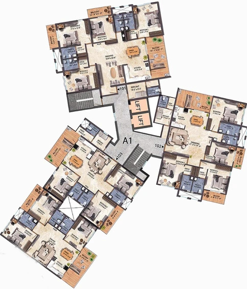 Floor Plan of Pearl The Central Park in Argora, Ranchi - Image 177251