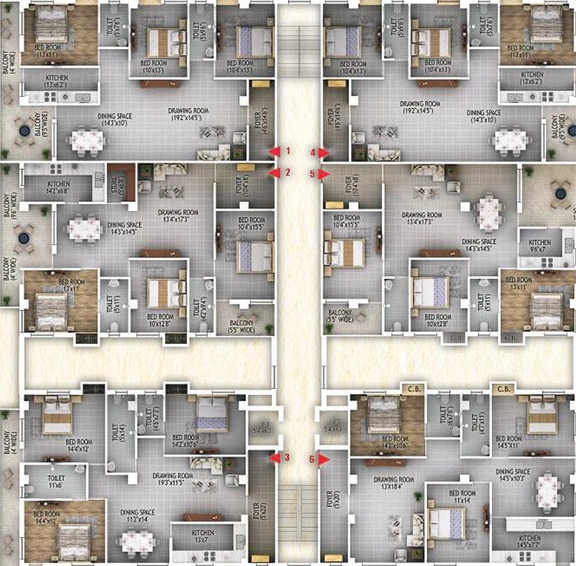 Floor Plan of E DOT Sushila Enclave in Morabadi, Ranchi - Image 177265