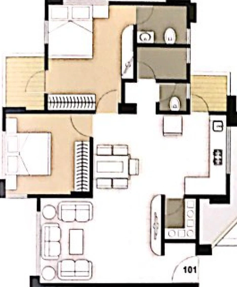2 BHK Flat in Chanchal Rang Raag Residency in Jahangirpura, Surat - Image 818928