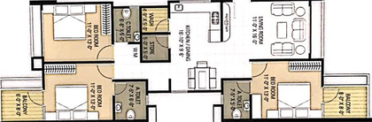 3 BHK Flat in Chanchal Rang Raag Residency in Jahangirpura, Surat - Image 818930