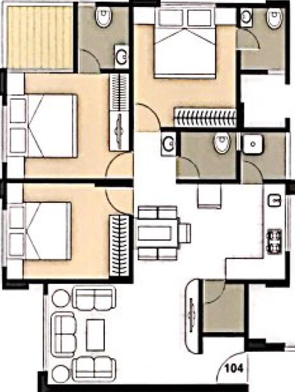 3 BHK Flat in Chanchal Rang Raag Residency in Jahangirpura, Surat - Image 818929