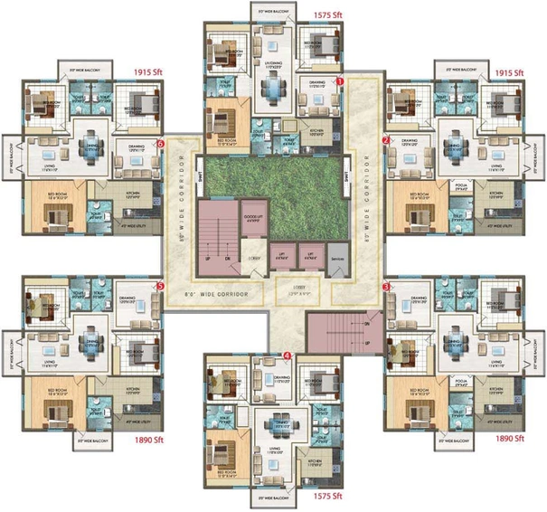 Floor Plan of Aditya Empress Towers in Shaikpet, Hyderabad - Image 115138