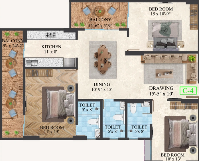 3 BHK Flat in Vardhman Empress in Mansarovar, Jaipur - Image 818984
