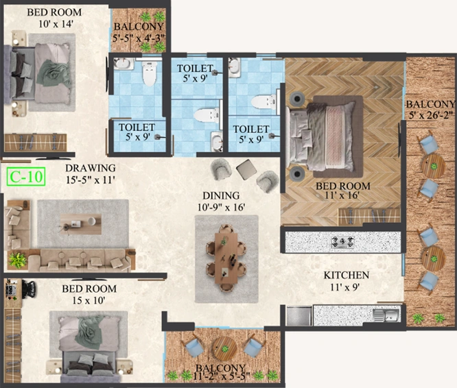 3 BHK Flat in Vardhman Empress in Mansarovar, Jaipur - Image 818985