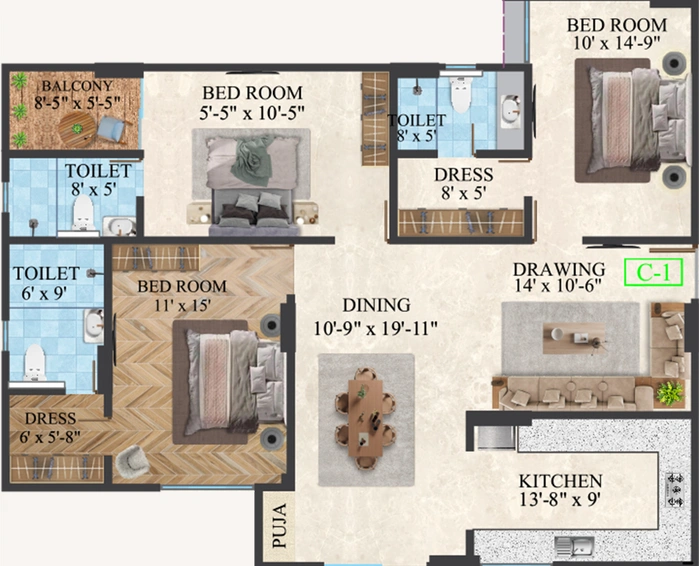 3 BHK Flat in Vardhman Empress in Mansarovar, Jaipur - Image 818986
