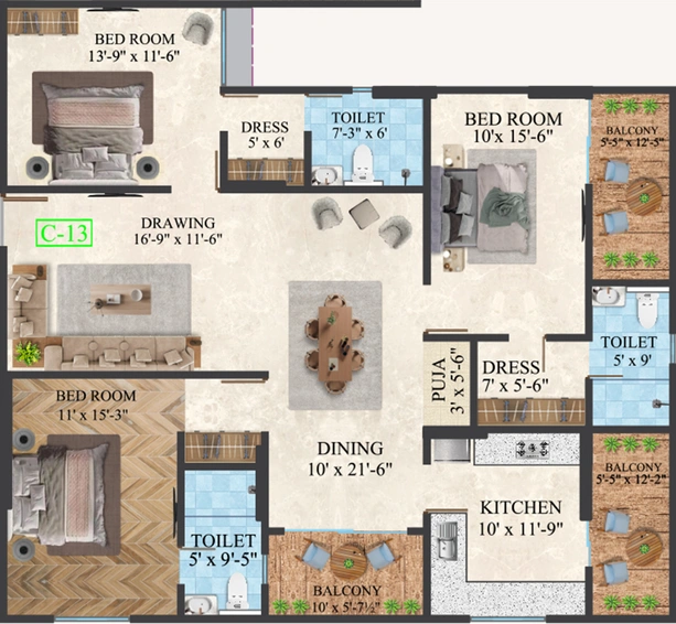 3 BHK Flat in Vardhman Empress in Mansarovar, Jaipur - Image 818987