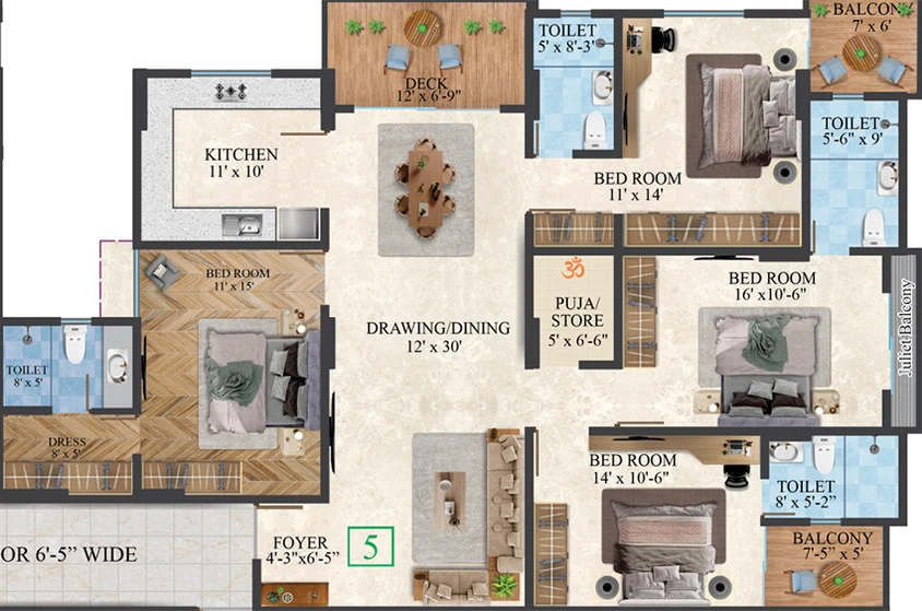4 BHK Flat in Vardhman Empress in Mansarovar, Jaipur - Image 818988
