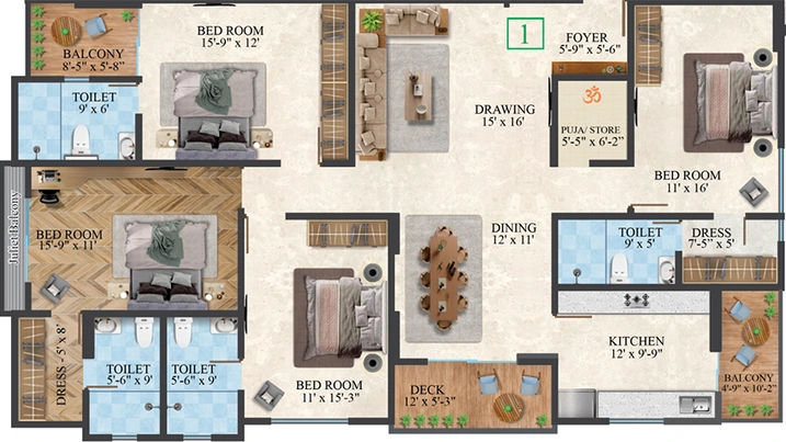 4 BHK Flat in Vardhman Empress in Mansarovar, Jaipur - Image 818990
