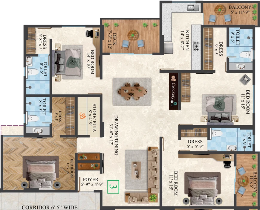 4 BHK Flat in Vardhman Empress in Mansarovar, Jaipur - Image 818991