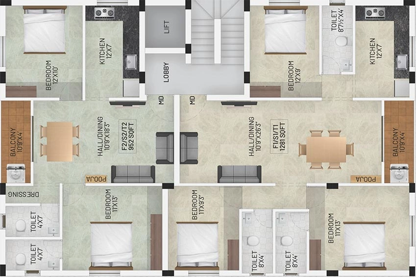 Floor Plan of Vignesh Ram Nivas in Virugambakkam, Chennai - Image 177758