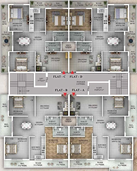 Floor Plan of Rashmi Harmony Residency in Gutuwa, Ranchi - Image 177947
