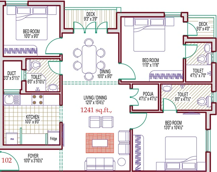 3 BHK Flat in Harmony Akshayam in Ashok Nagar, Chennai - Image 819109