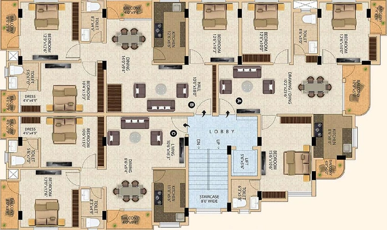 Floor Plan of Sky Safeda Blox in Singh More, Ranchi - Image 177966