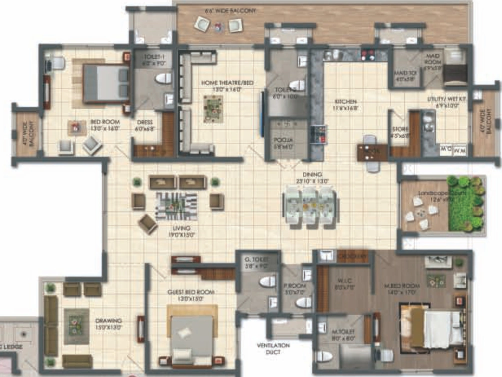 3 BHK Flat in Aparna Sarovar Grande in Nallagandla, Hyderabad - Image 751175