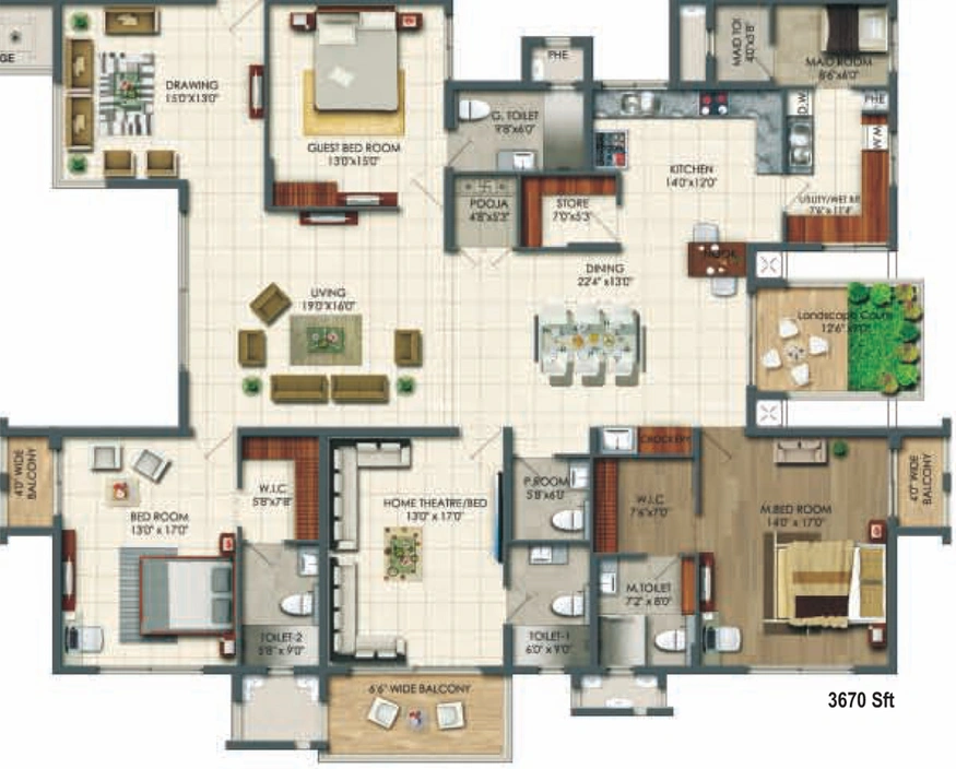 3 BHK Flat in Aparna Sarovar Grande in Nallagandla, Hyderabad - Image 751174