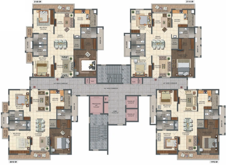Floor Plan of Aparna Sarovar Grande in Nallagandla, Hyderabad - Image 115156