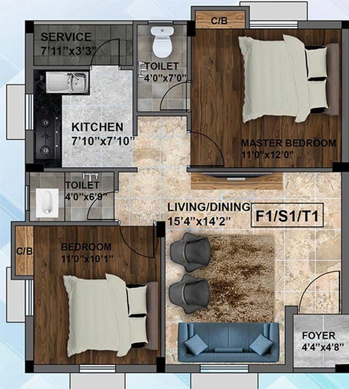 2 BHK Flat in Sri Ayyan Royal in Madipakkam, Chennai - Image 819199