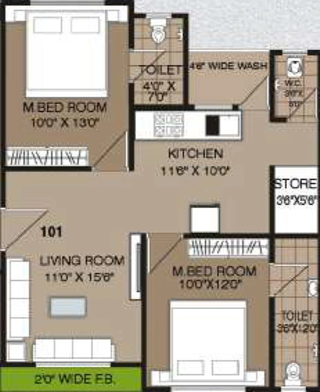 2 BHK Flat in General Royal Orchid in Rander, Surat - Image 819208